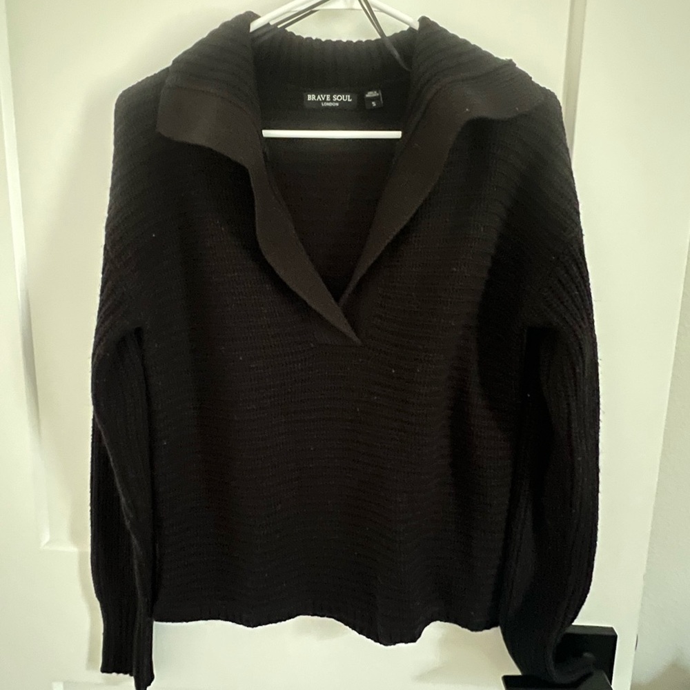 Brave Soul Black V-Neck Sweater